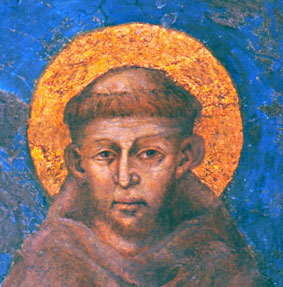 Francois d'Assises sur une fresque de Cimabue dans la basilique d'Assise