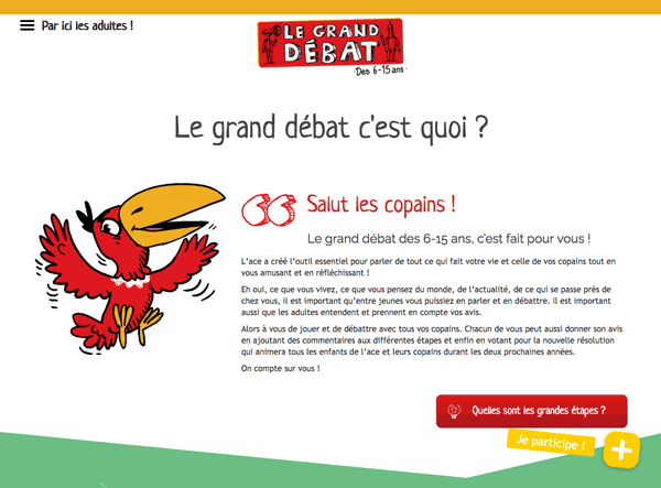 Site internet du Grand debat des 6-15ans